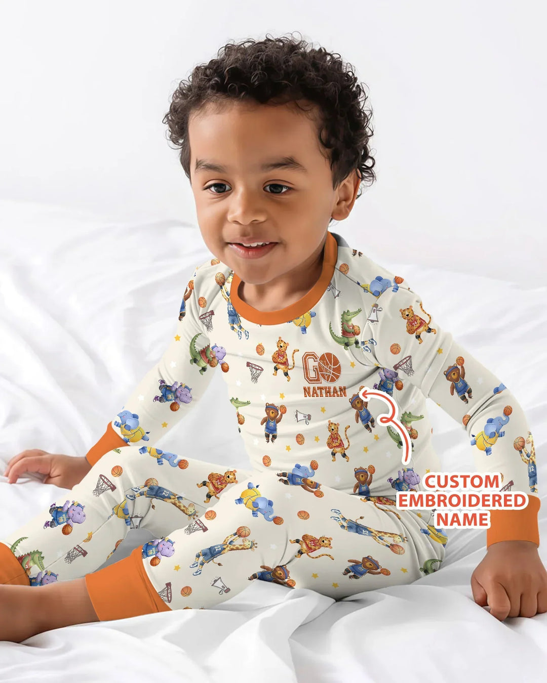 Custom Name Embroidered Wild Hoops Showdown Bamboo Two Piece Long Sleeve Pajama Set