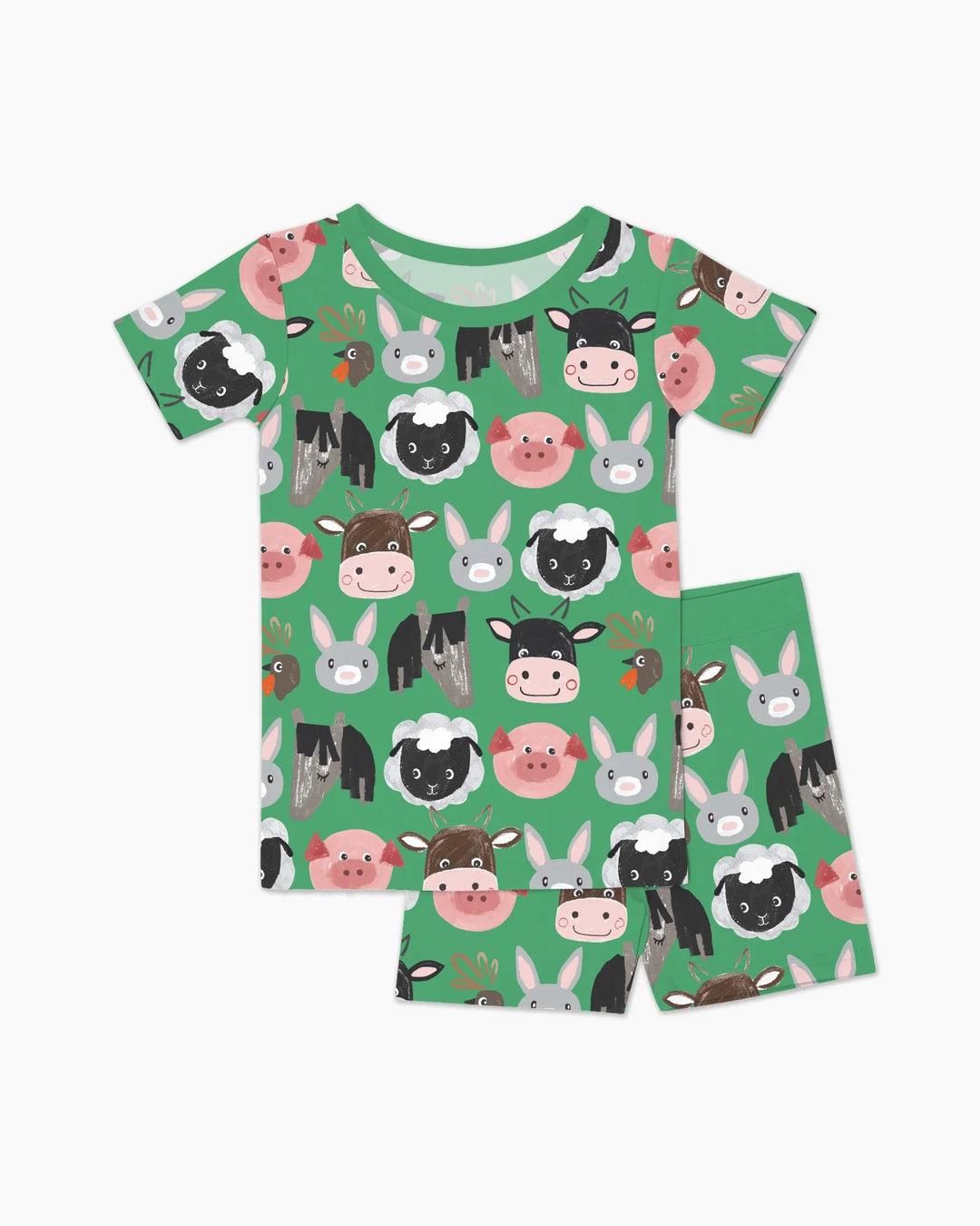 Farm Friends Family Matching Bamboo Two Piece Short Sleeve Shorts Pajama Set