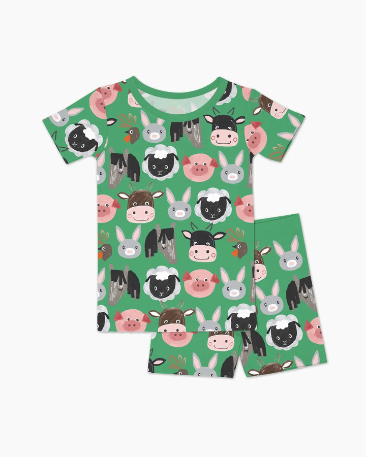 Farm Friends Family Matching Bamboo Two Piece Short Sleeve Shorts Pajama Set