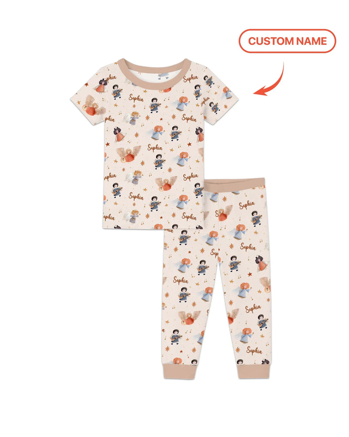 Guardian Angels Custom Name Bamboo Two Piece Short Sleeve Pajama Set