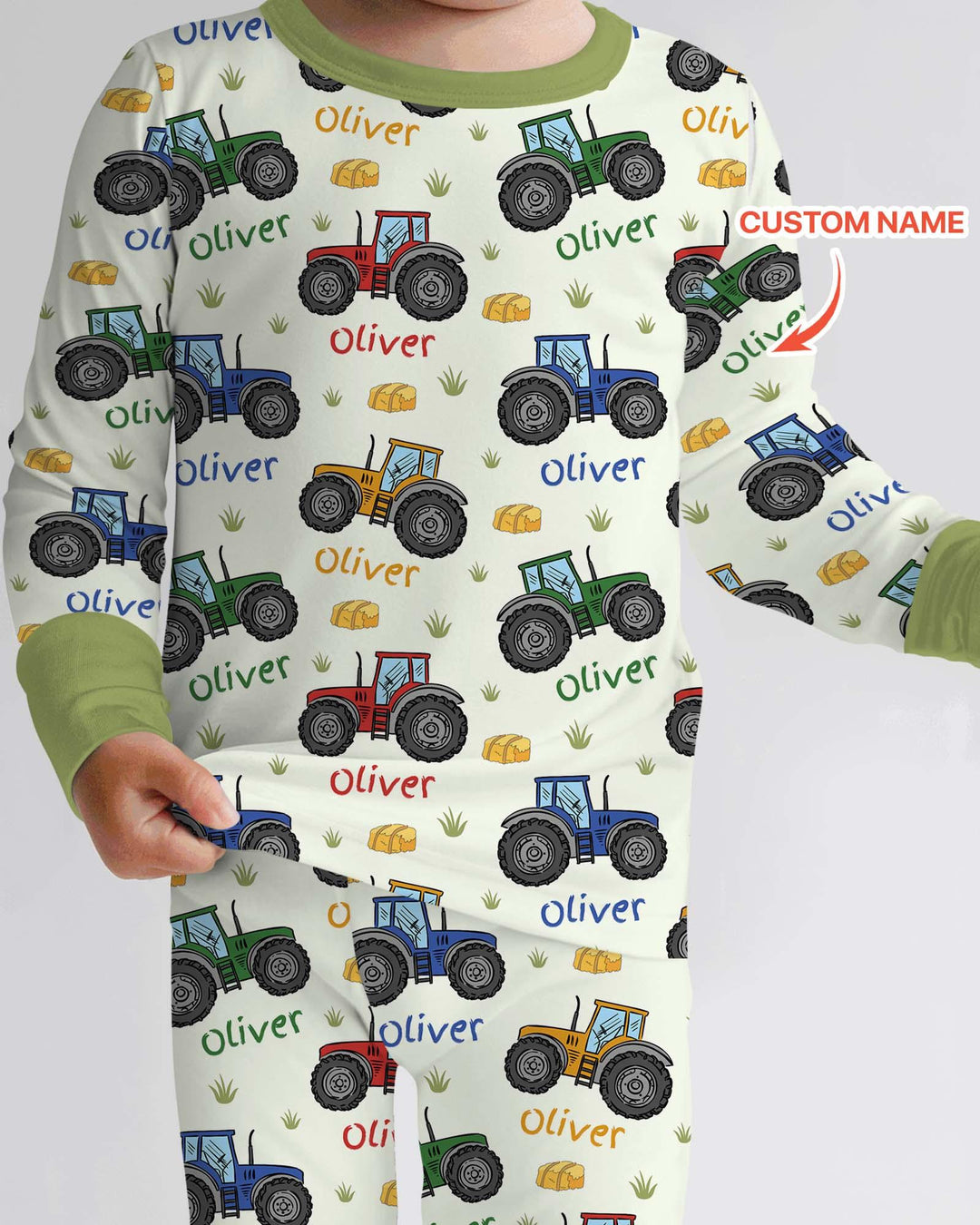 Custom Name A Little Dirt Never Hurt Bamboo Two Piece Long Sleeve Pajama Set