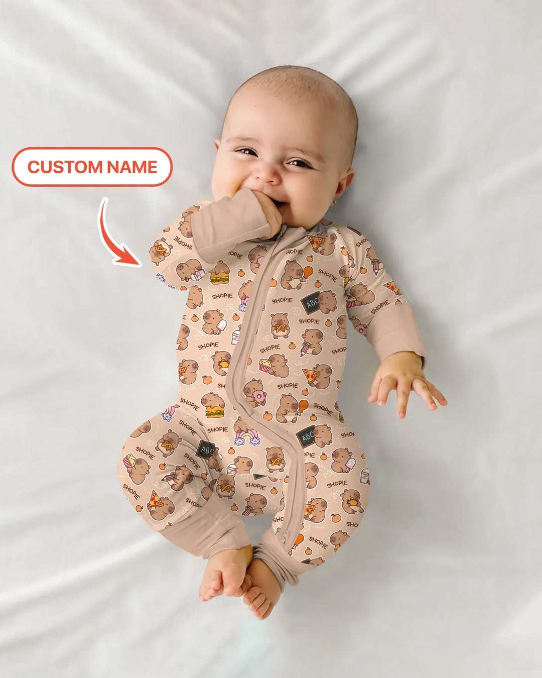 Custom Name Cute Capybara Bamboo Convertible Zippy