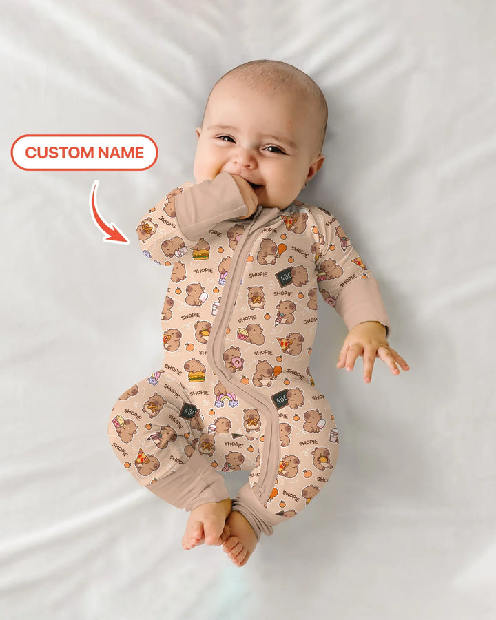 Custom Name Cute Capybara Bamboo Convertible Zippy