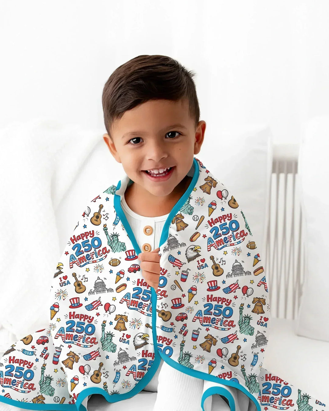 Happy 250 America I love USA Bamboo Blanket