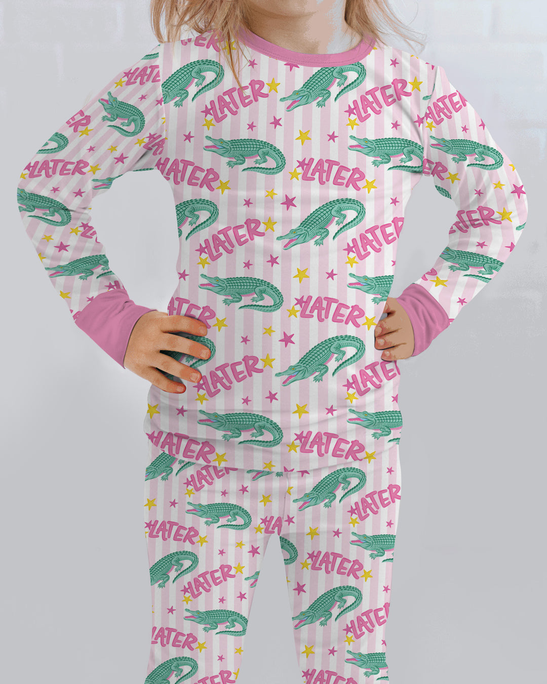Later Gator After A While Crocodile Bamboo Two Piece Long Sleeve Pajama Set
