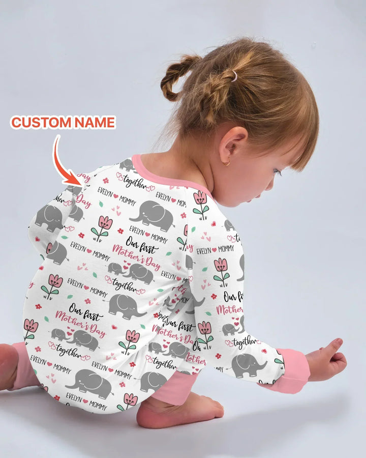 Custom Name Elephant Our First Mother's Day Bamboo Convertible Zippy