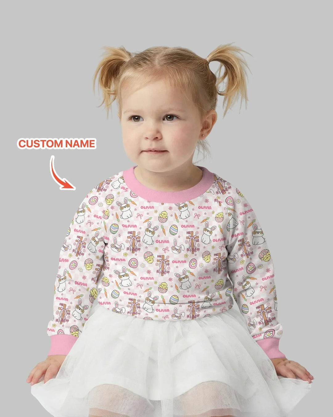 Custom Name Retro Easter Bamboo Crewneck Sweatshirt