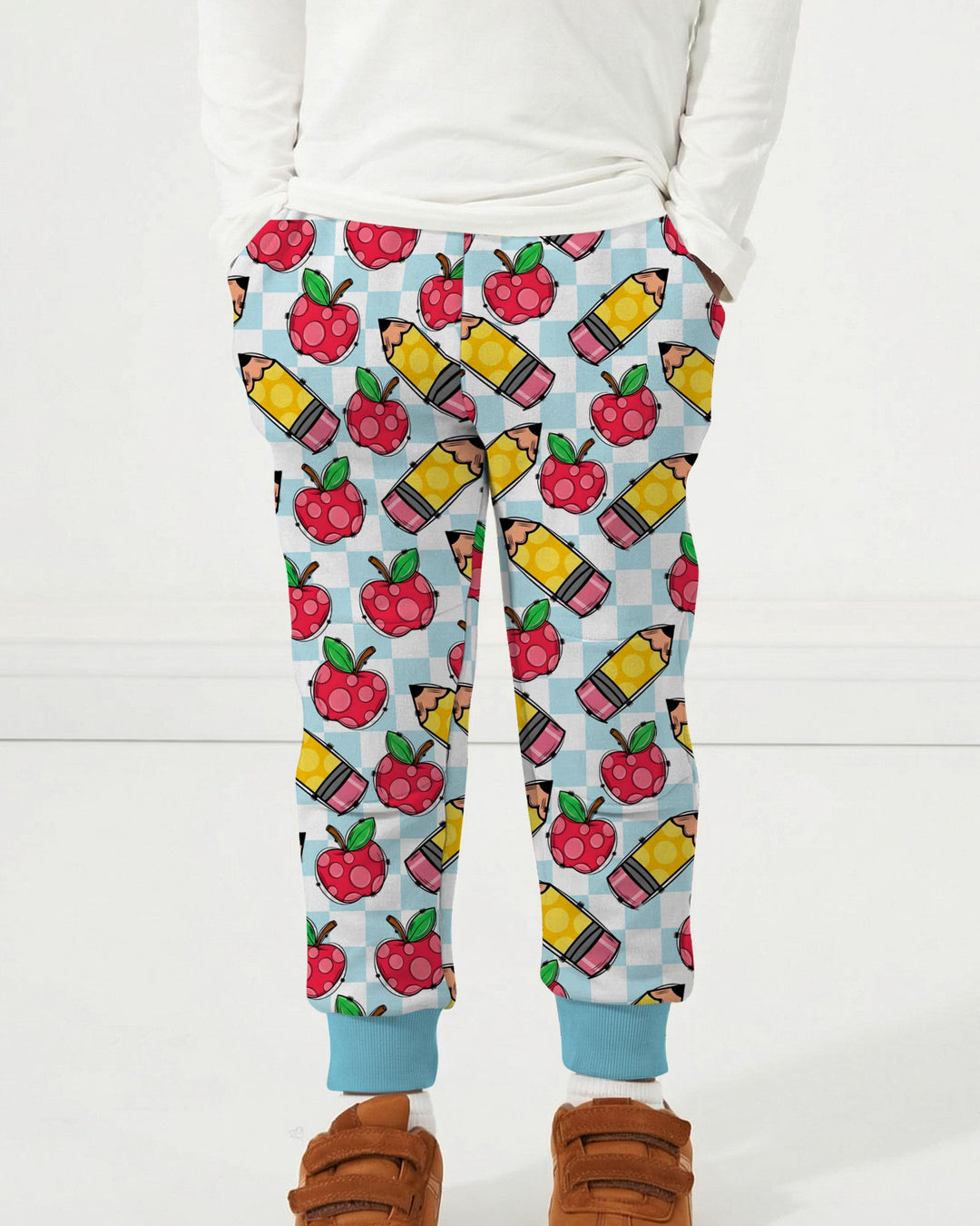 Checkered Apple Scribbles Bamboo Jogger