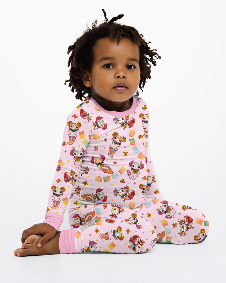 Axololt Día de los Muertos Bamboo Two Piece Long Sleeve Pajama Set