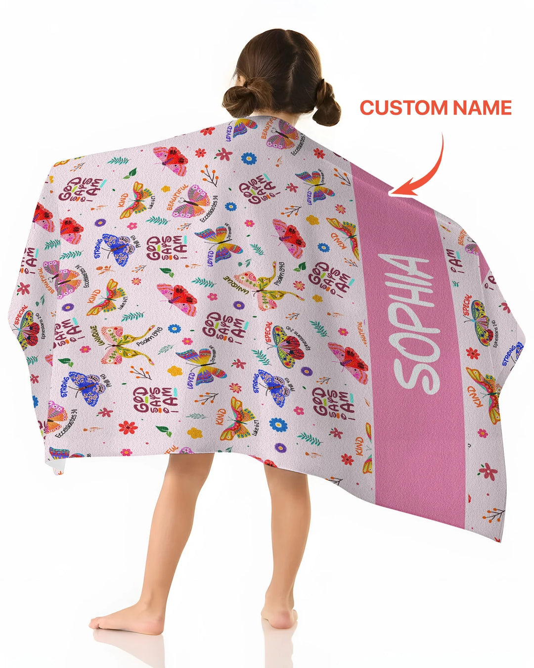 Custom Name God Says I Am Butterfly Beach Towel
