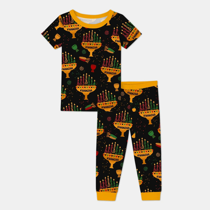 Kwanzaa Lights Bamboo Two Piece Short Sleeve Pajama Set