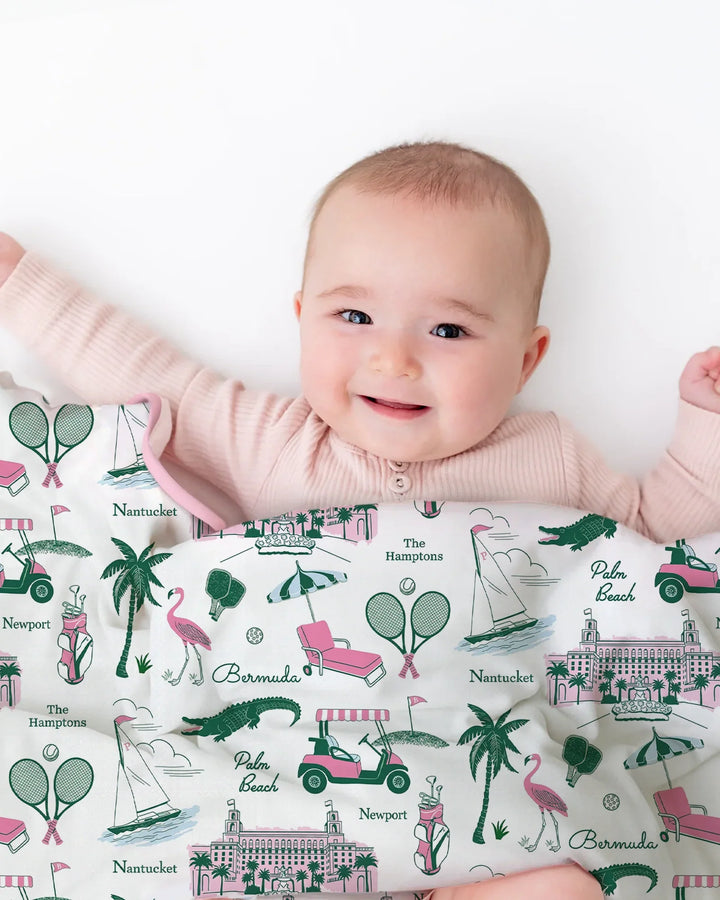 Preppy Palm Getaway Bamboo Blanket