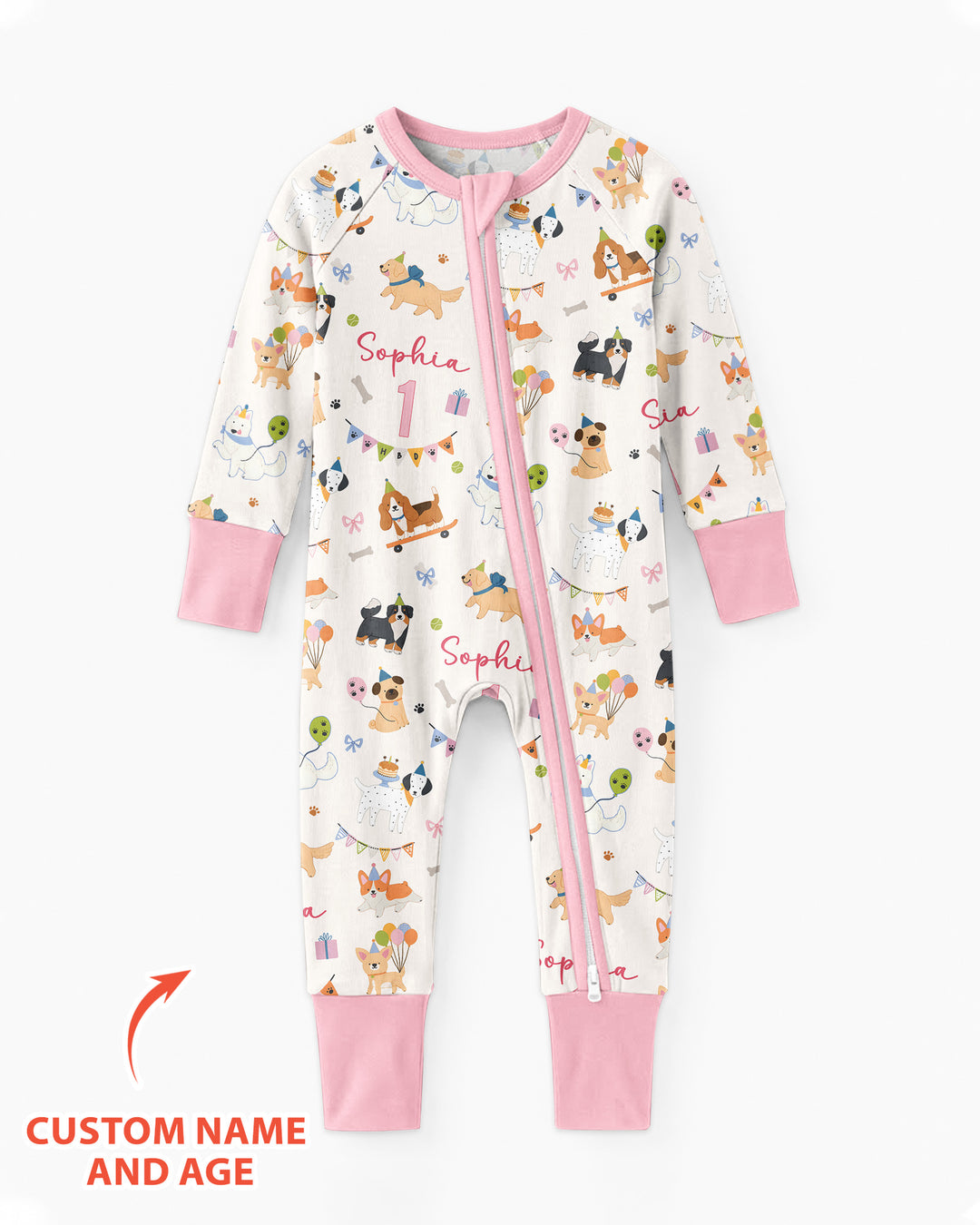 Custom Name Birthday Dogs Party Bamboo Convertible Zippy