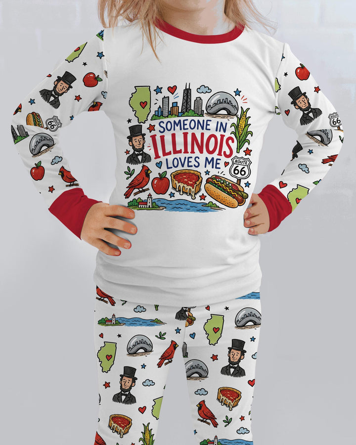 Someone in Illinois Loves Me Bamboo Two Piece Long Sleeve Pajama Set