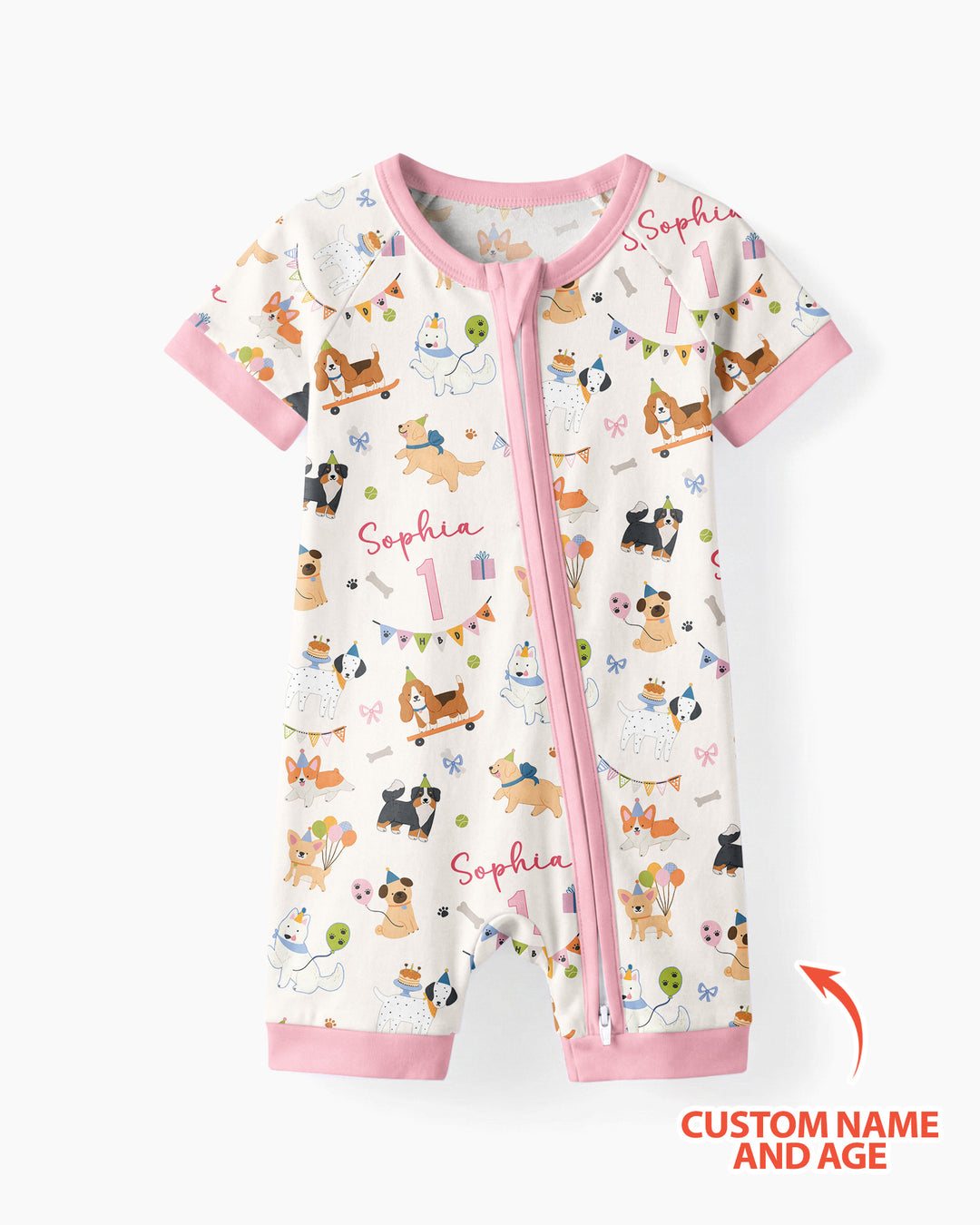 Custom Name Birthday Dogs Party Bamboo Shorty Zippy