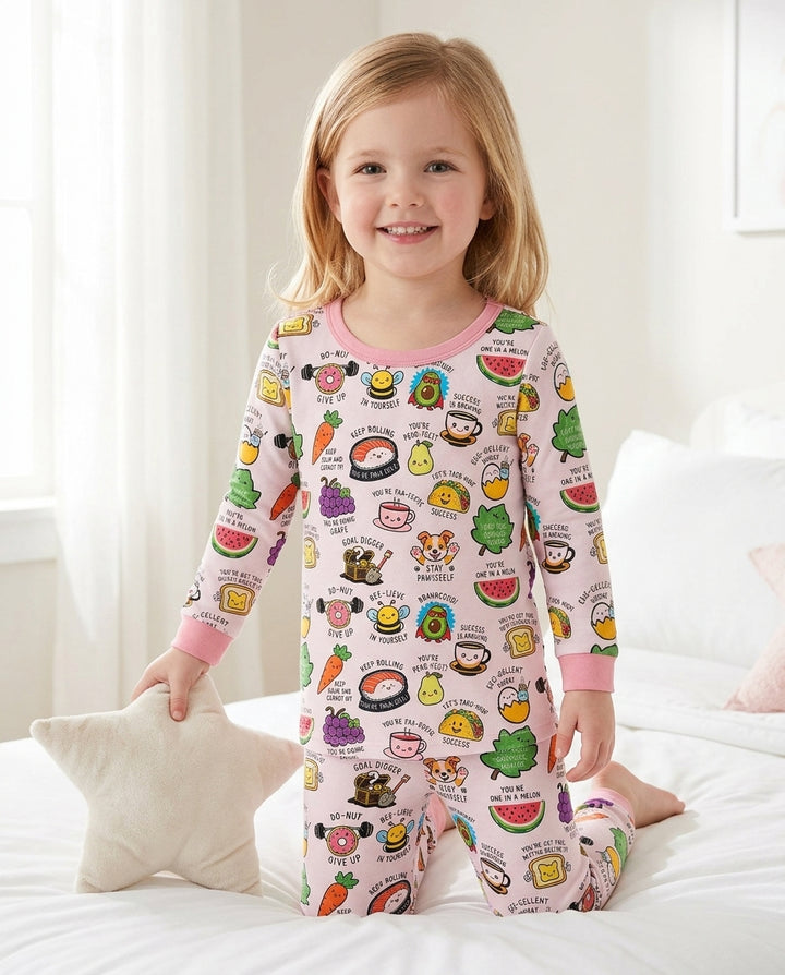 Cute Motivational Puns Bamboo Two Piece Long Sleeve Pajama Set