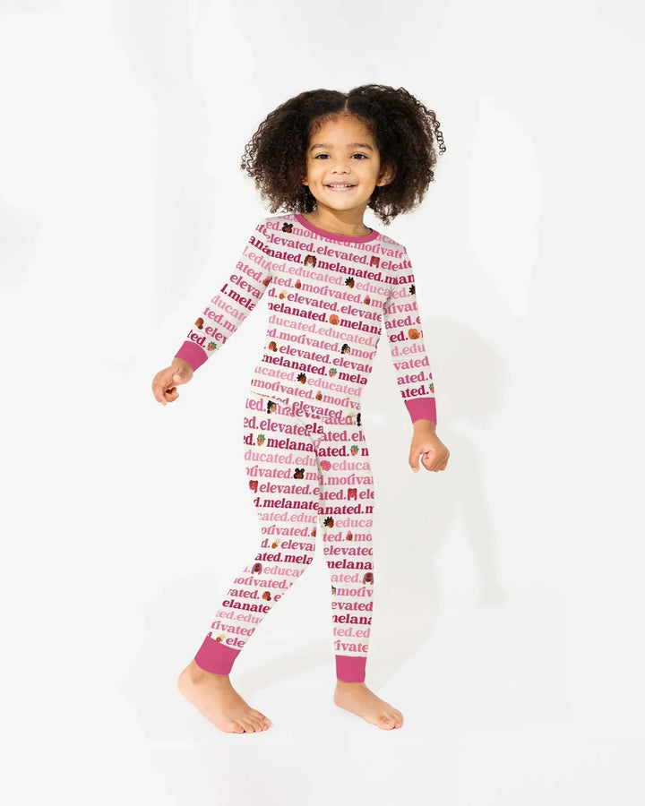 Educated Motivated Elevated Melanated Bamboo Two Piece Long Sleeve Pajama Set