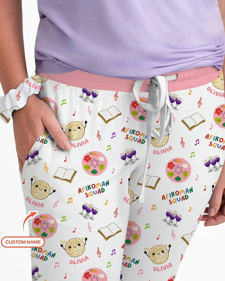 Custom Name Passover Afikoman Squad Bamboo Women Pajama Set