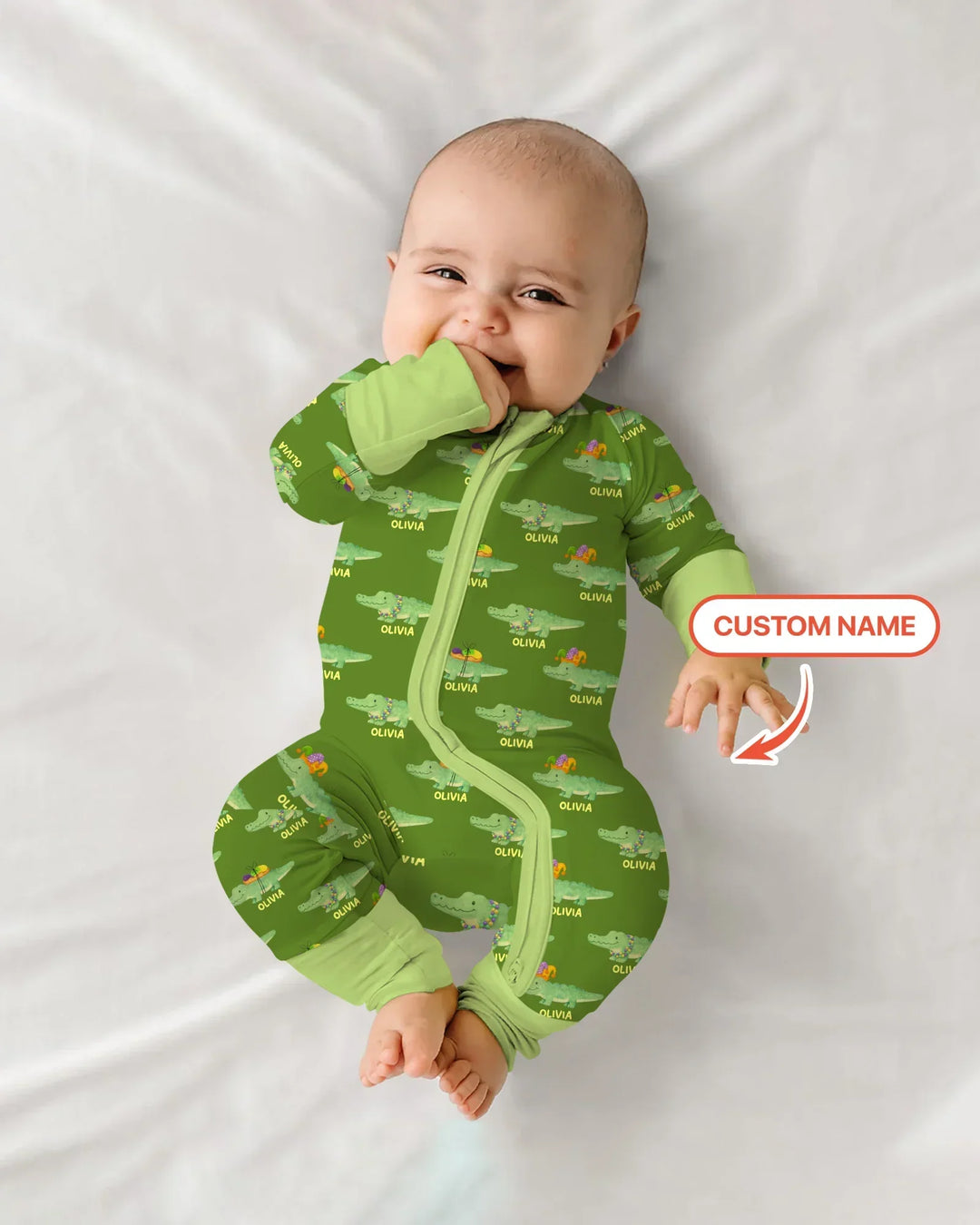 Custom Name Mardi Gras Gator Bamboo Convertible Zippy