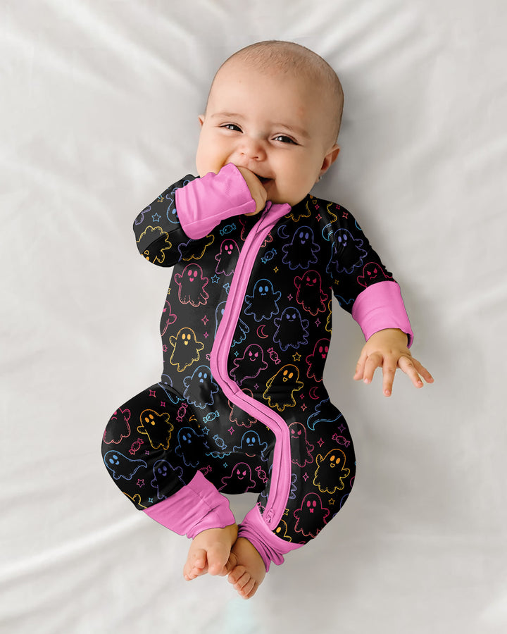 Halloween Colorful Neon Ghost Baby Boo  Bamboo Convertible Zippy