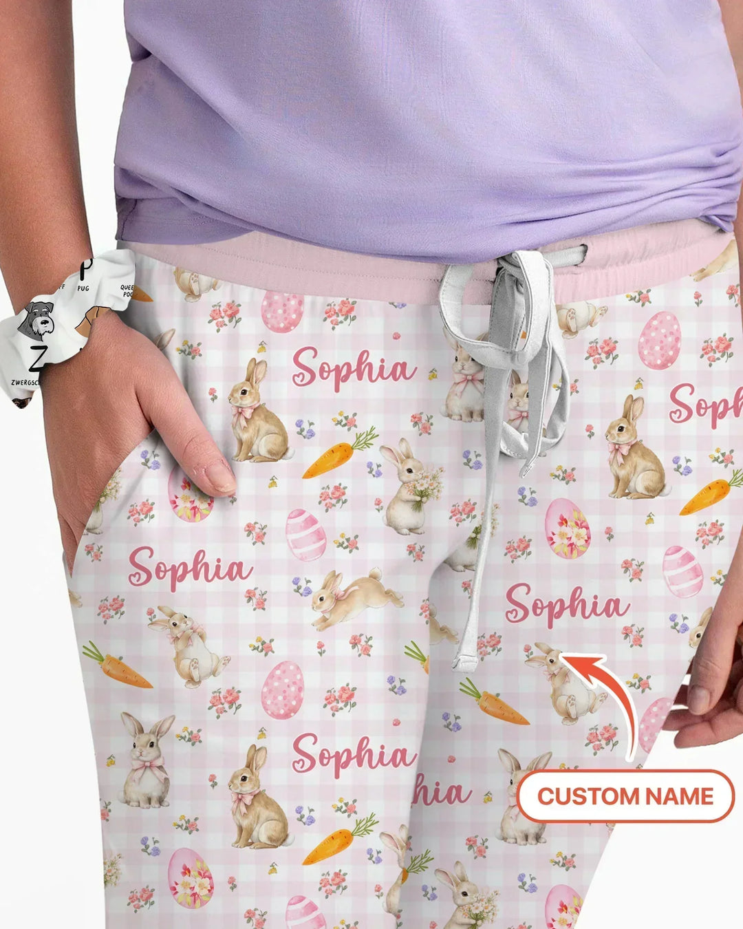 Custom Name Bunny Garden Bamboo Women Pajama Set