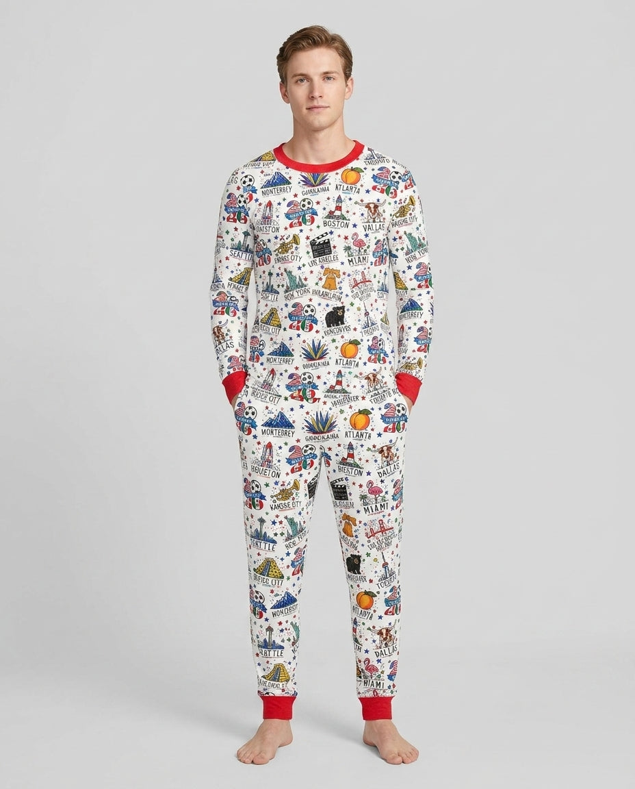 2026 Soccer Cup Host Citties Bamboo Men's Pajama Set