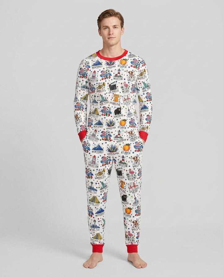 2026 Soccer Cup Host Citties Bamboo Men's Pajama Set