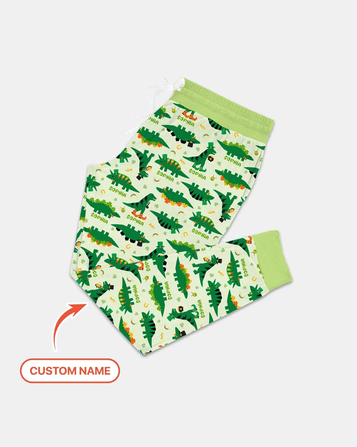 St. Patrick's Day Dinosaurs Custom Bamboo Women Pajama Set