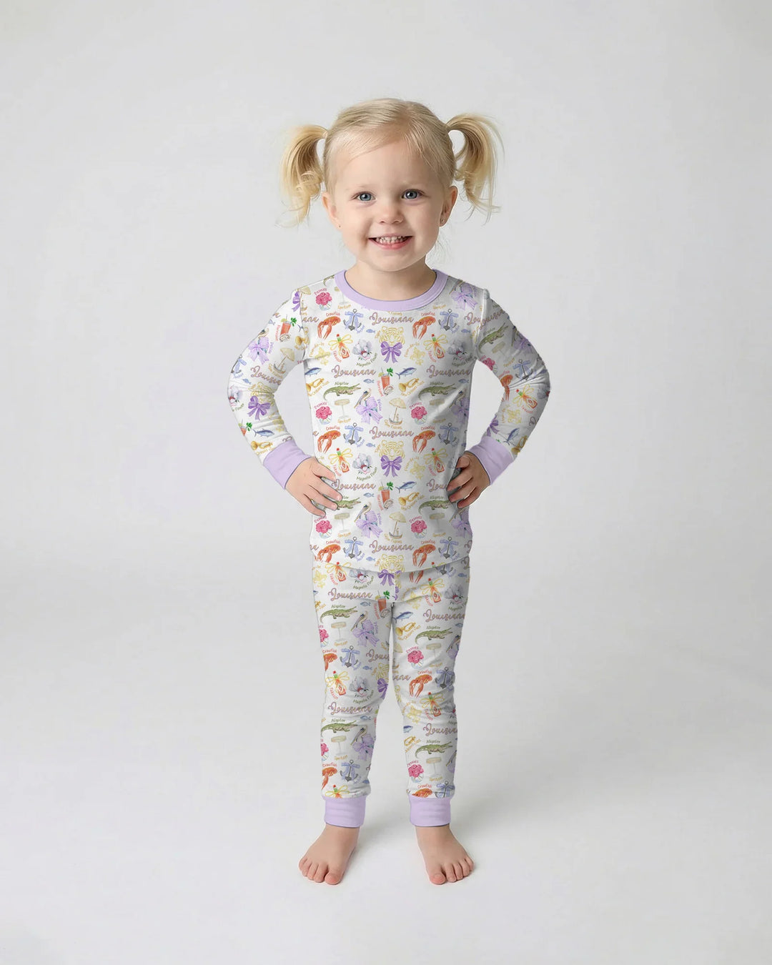 Louisiana Preppy Summer Bamboo Two Piece Long Sleeve Pajama Set