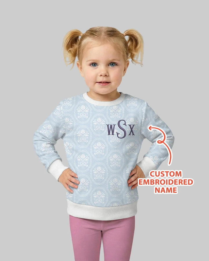 Personalized Floral Embroidered Baby Bamboo Crewneck Sweatshirt