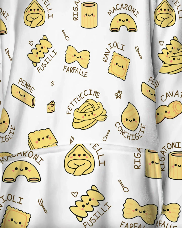 Kawaii Pasta Wearable Bamboo Blanket Hoodie