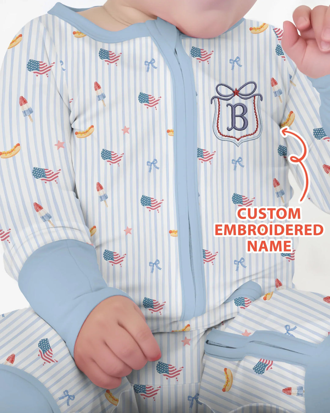 Personalized 4th Of July Embroidered Bamboo Convertible Zippy