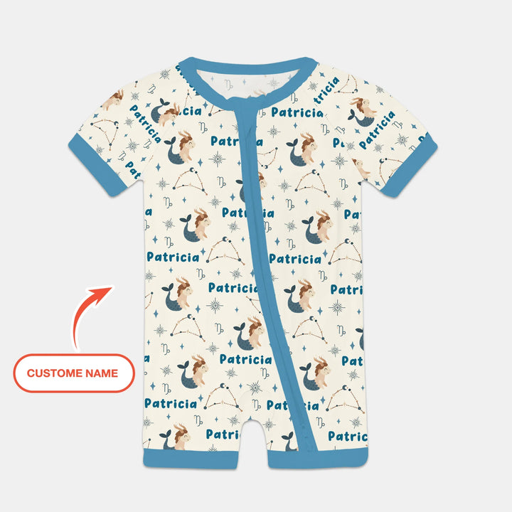 Bohemian Baby Zodiac Signs Custom Name Bamboo Shorty Zippy