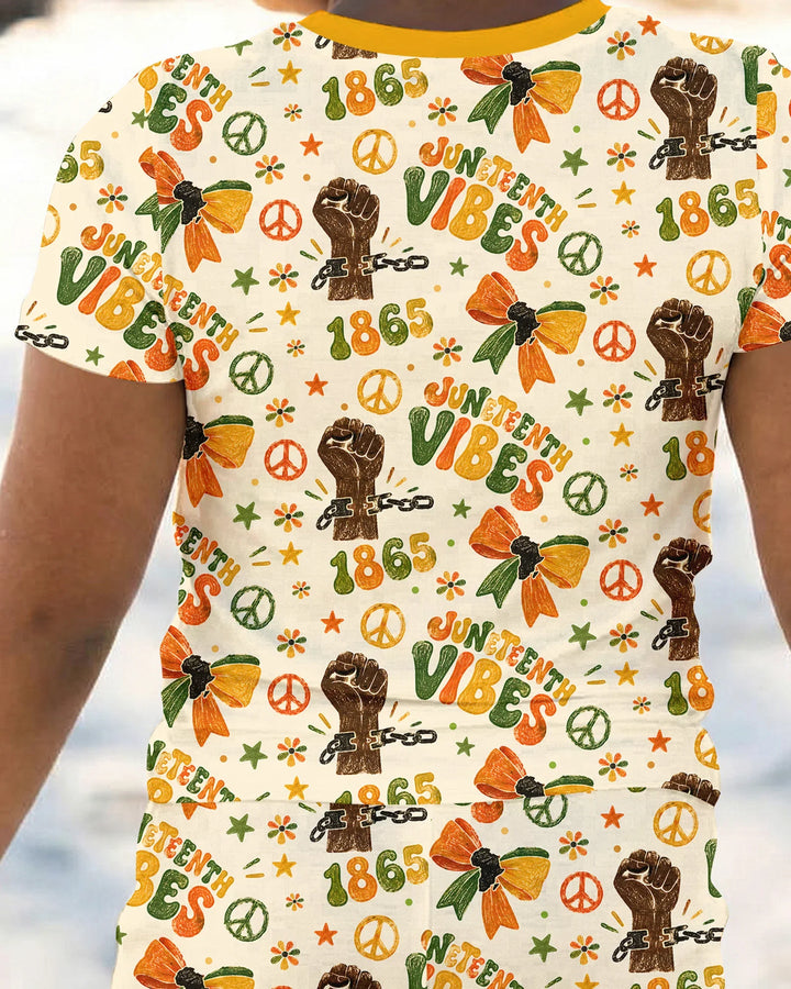 Juneteenth Vibes Vintage Bamboo Two Piece Short Sleeve Pajama Set