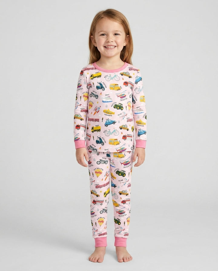 Vehicle Vocabulary Bamboo Two Piece Long Sleeve Pajama Set