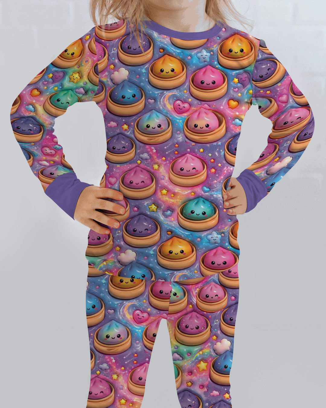 Kawaii Glitter Dumpling Bamboo Two Piece Long Sleeve Pajama Set