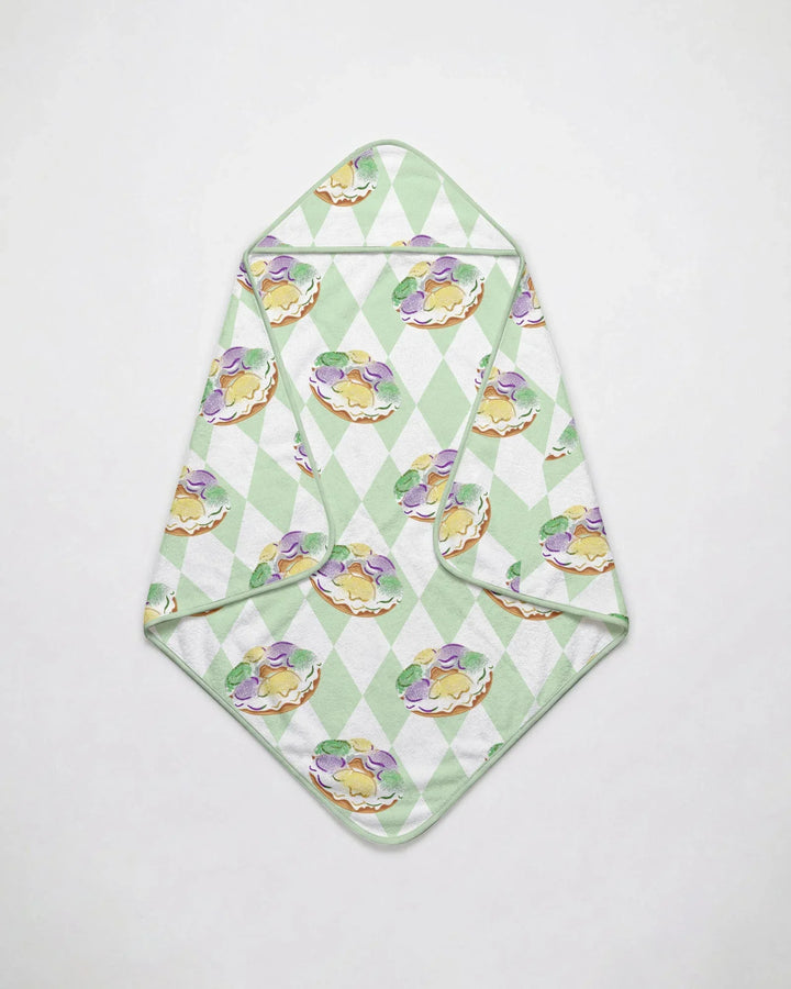 Mardi Gras Donut Hooded Bamboo Towel Set