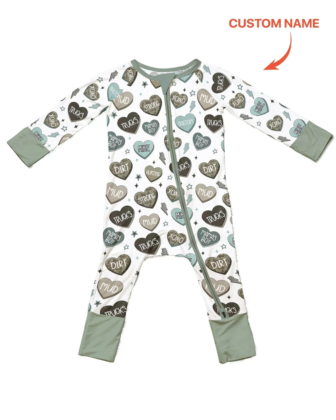 Personalized Camo Candy Hearts Bamboo Convertible Zippy