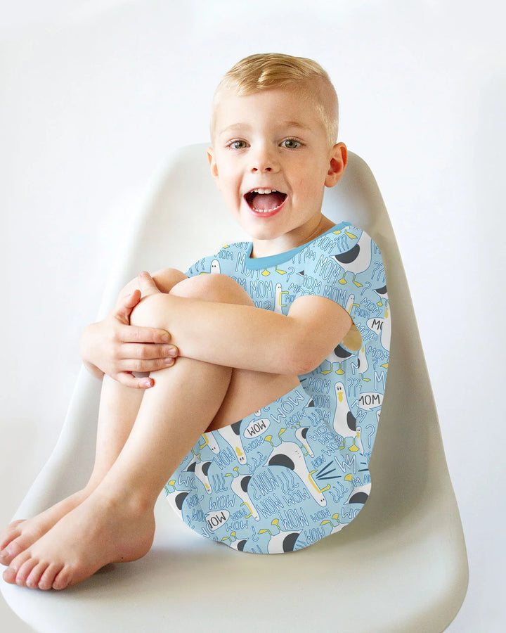 Funny Seagull MOM Two Piece Short Sleeve Shorts Pajama Set