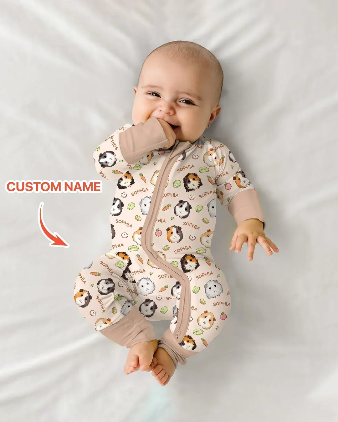 Custom Name Cute Guinea Pigs Bamboo Convertible Zippy