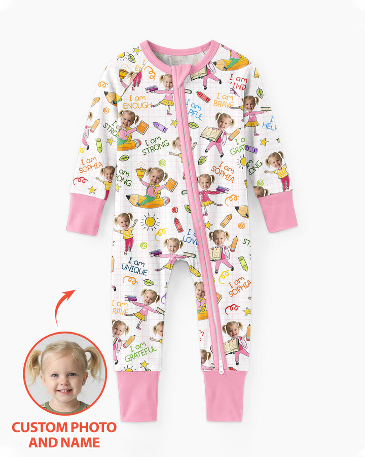 Custom Photo Kid Affirmations I Am Kind Bamboo Convertible Zippy