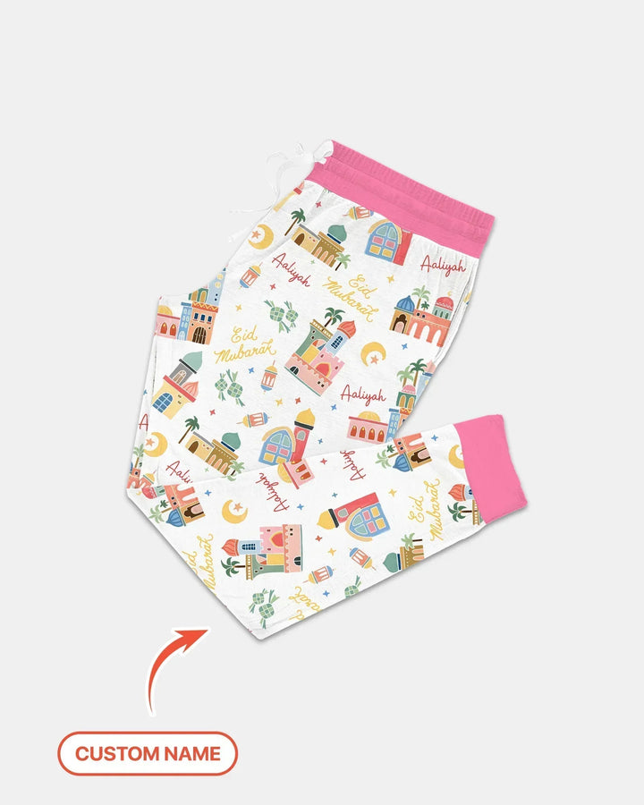 Eid Mubarak Custom Name Bamboo Women Pajama Set