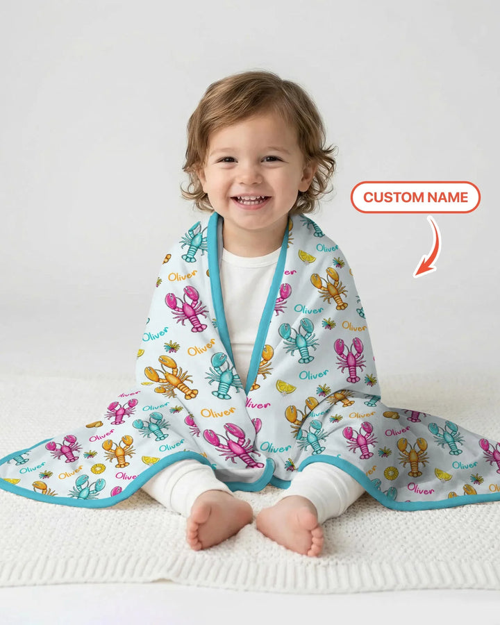 Custom Name Crawfish Crew Bamboo Blanket