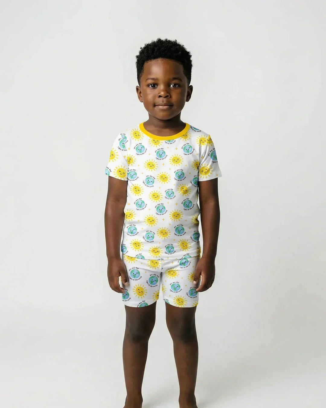 Matthew 5:14 Light of the World Bamboo Two Piece Short Sleeve Shorts Pajama Set