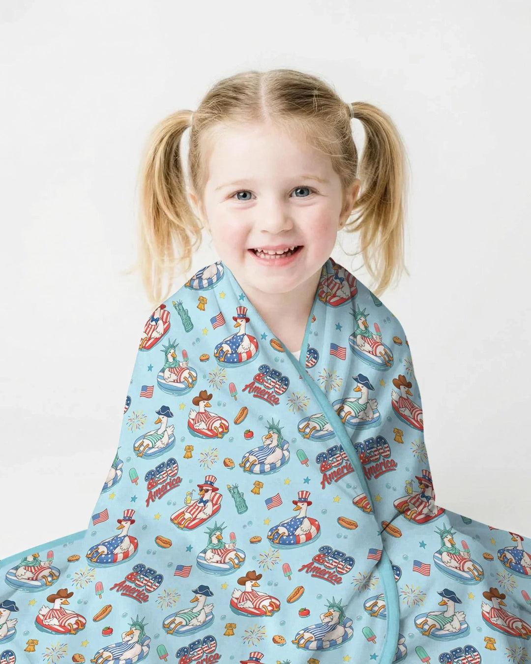 250 America Patriotic Goose Family Matching Bamboo Blanket