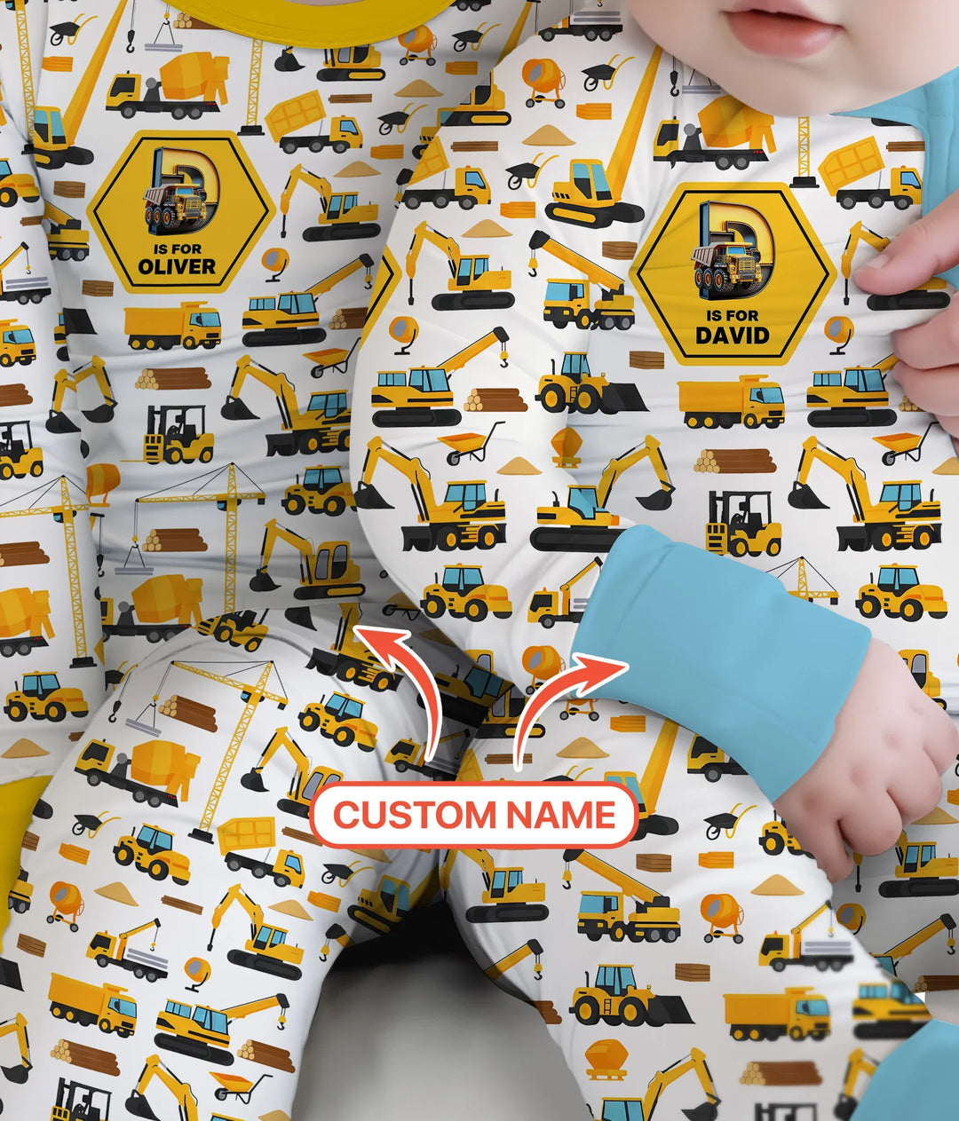Custom Name Construction Initials Bamboo Convertible Zippy