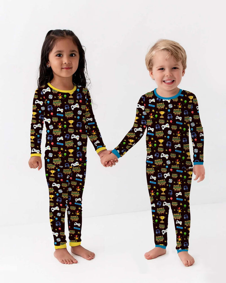 Leveled Up Daddy & Me Matching Bamboo Two Piece Long Sleeve Pajama Set