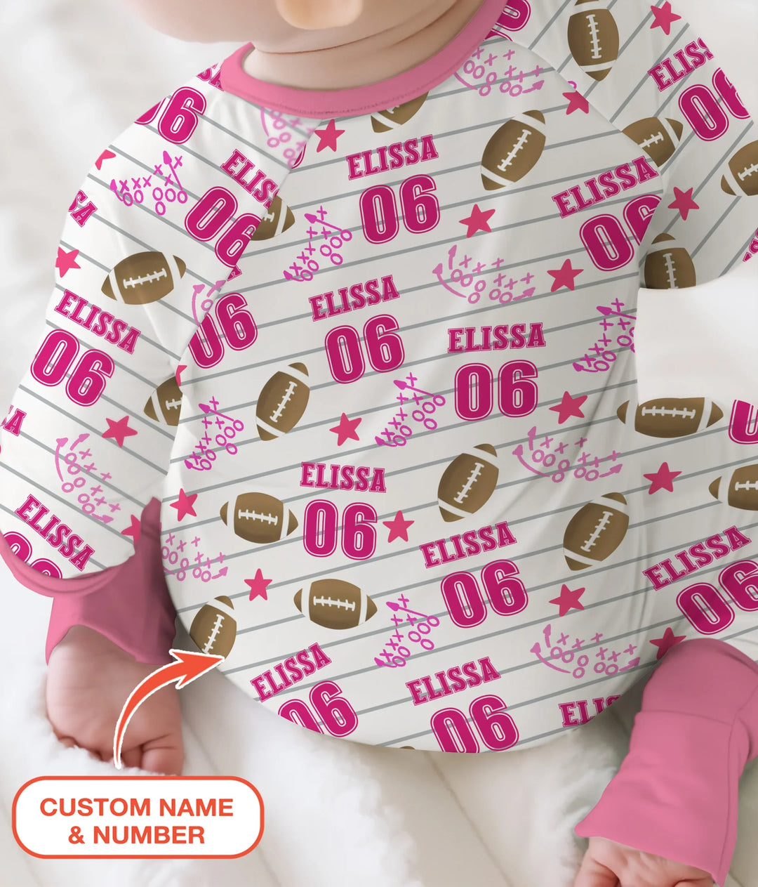 Custom Name Football Time Pink Bamboo Convertible Zippy