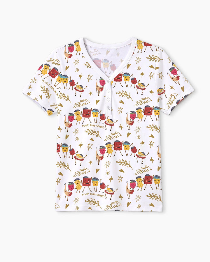 Let's Celebrate Rosh Hashanah Bamboo Women Short Sleeve Short Pajama Set