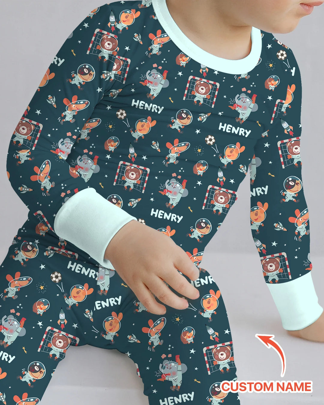 Space Soccer Bamboo Two Piece Long Sleeve Pajama Set